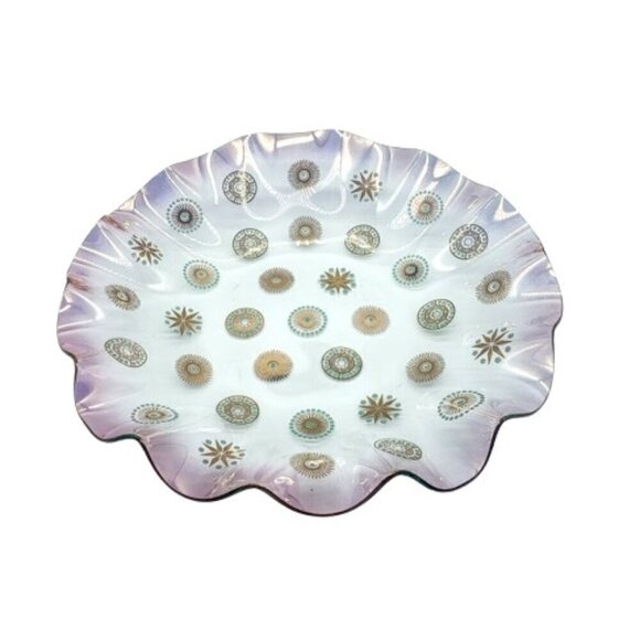 Vintage Dorothy Thorpe Atomic Starburst Glama Glass Ruffle Rim Bowl - Picture 1 of 4